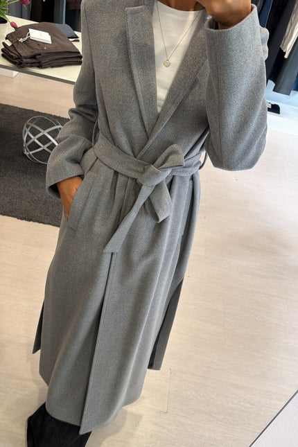 Cappotto lungo grigio melangè kk