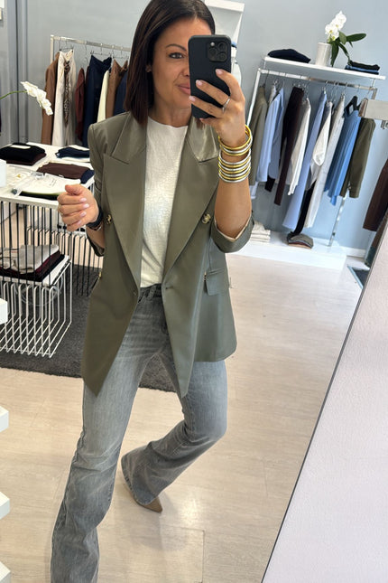 Giacca ecopelle militare