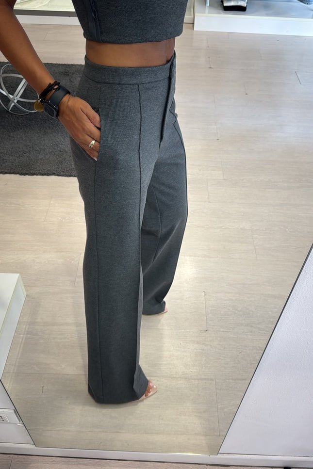 Pantalone completo punto milano grigio medio kn
