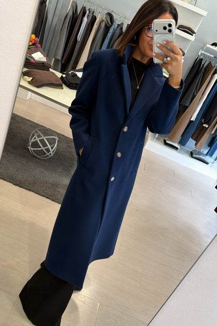 Cappotto Lungo Monopetto Blue Ak