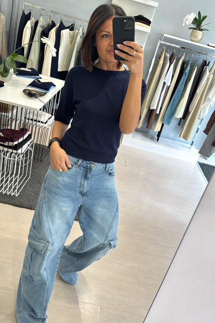 Girocollo blu manica corta kn