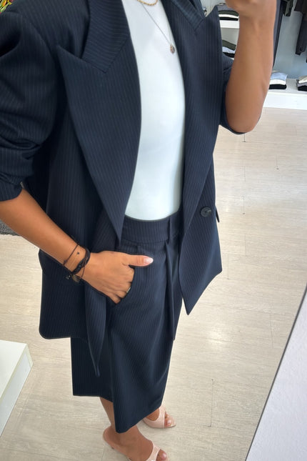 Bermuda completo gessato blue navy kn