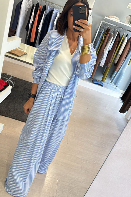 Pantalone righe bianche e azzurre cc