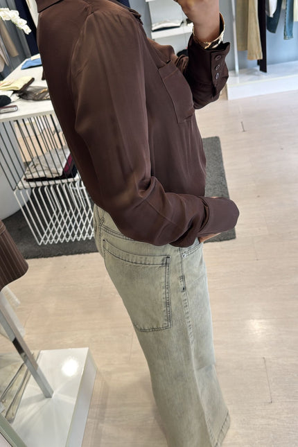 Camicia satin cioccolato