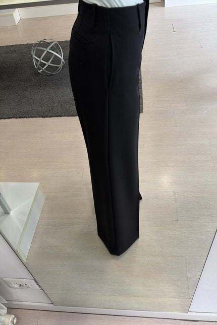 Pantalone dritto nero completo giacca asimmetrica kk