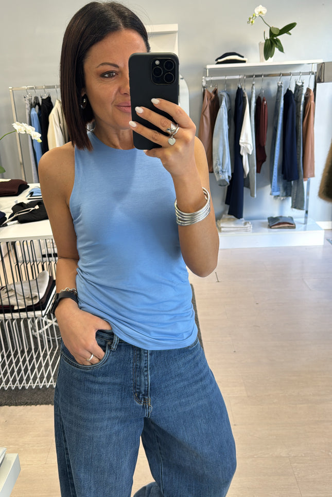 Canotta americana azzurra