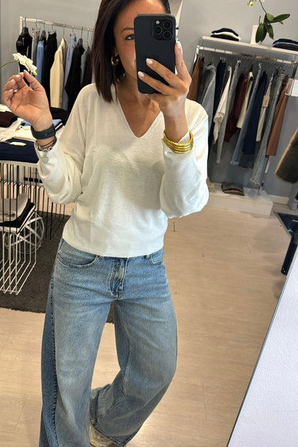 Maglia scollo a V bianco