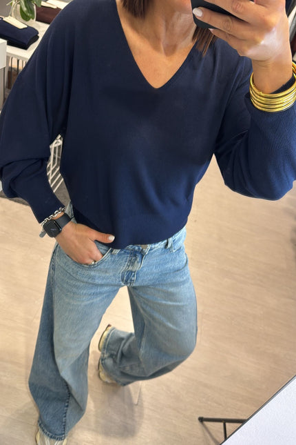 Maglia scollo a V blu