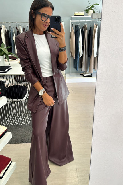 Pantalone ecopelle bordeaux