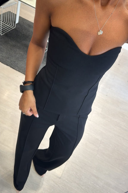 Top bustier completo punto milano nero kn