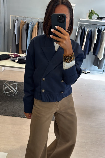 Giacca cropped blue kn