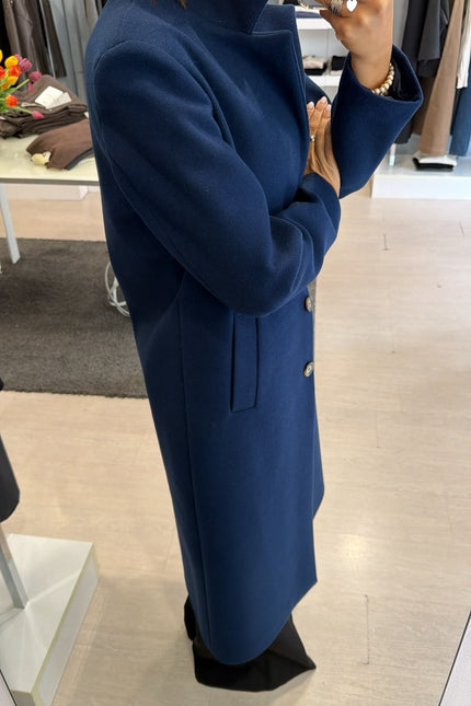 Cappotto Lungo Monopetto Blue Ak