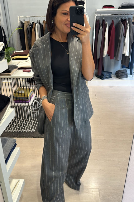 Pantalone gessato grigio