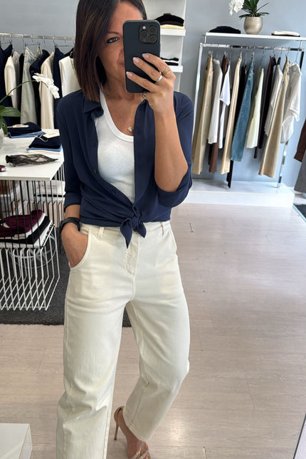 Pantalone barrel avorio kn