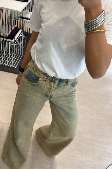 Jeans wide leg sfumato sabbia