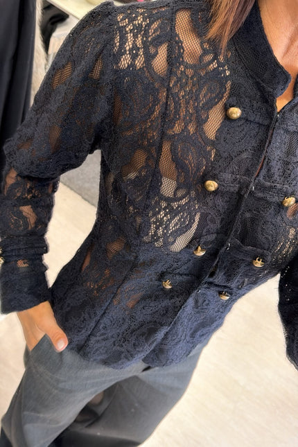 Camicia in pizzo nera kk