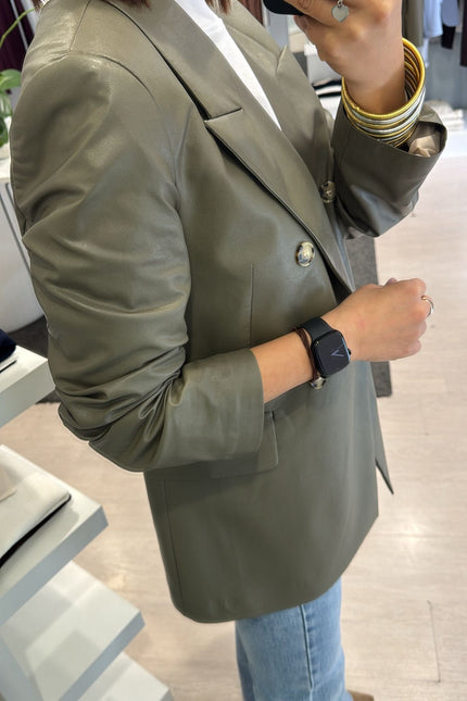 Giacca ecopelle militare