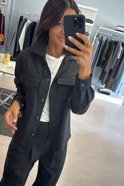 Camicia overshirt nera ak