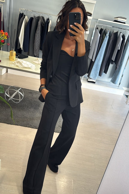 Giacca slim completo punto milano nera kn