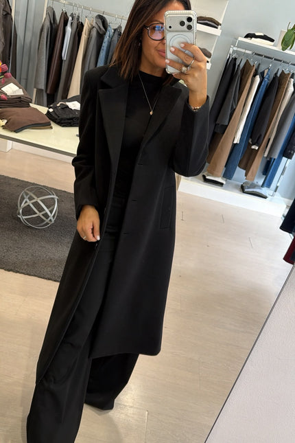 Cappotto Lungo Monopetto Nero Ak