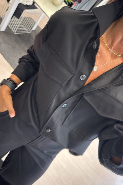 Camicia overshirt nera ak