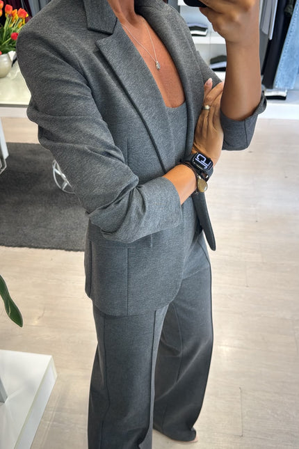 Giacca slim completo punto milano grigio medio kn