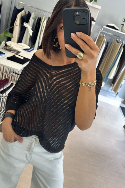 Maglia traforata nera