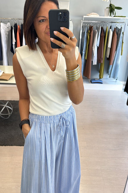 Pantalone righe bianche e azzurre cc
