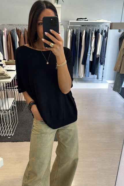 Maglia manica corta over nera kn