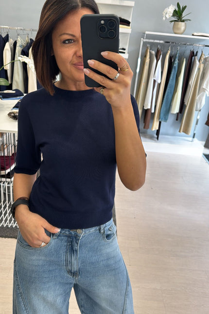 Girocollo blu manica corta kn