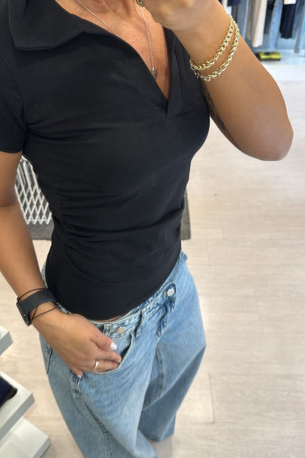 Polo nera slim cc
