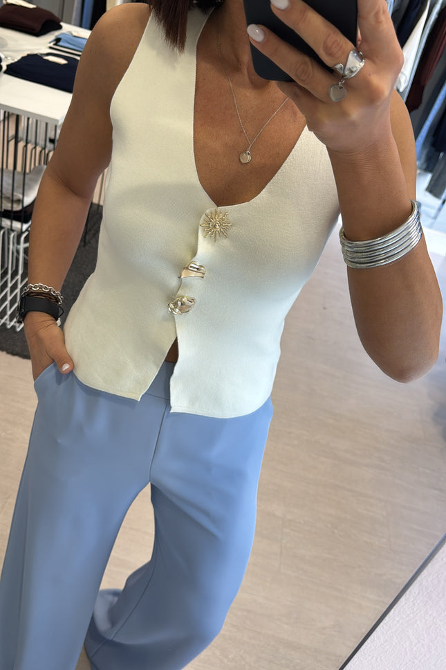 Gilet gioiello bianco latte