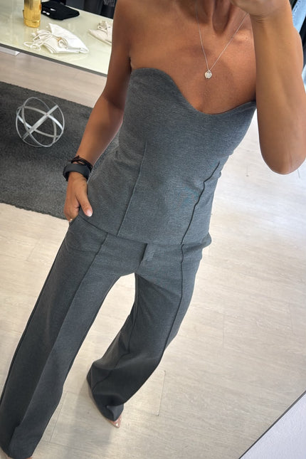 Top bustier completo punto milano grigio medio kn