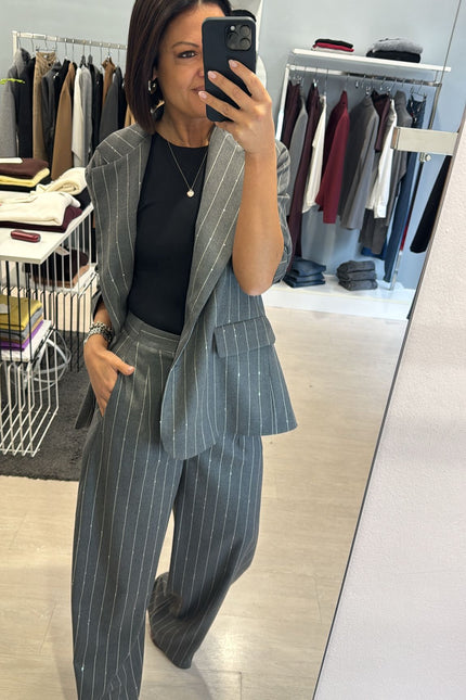 Pantalone gessato grigio