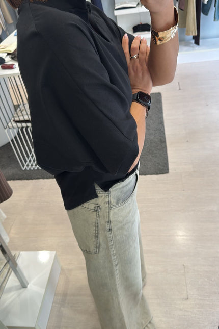 Polo boxy fit in cotone nera