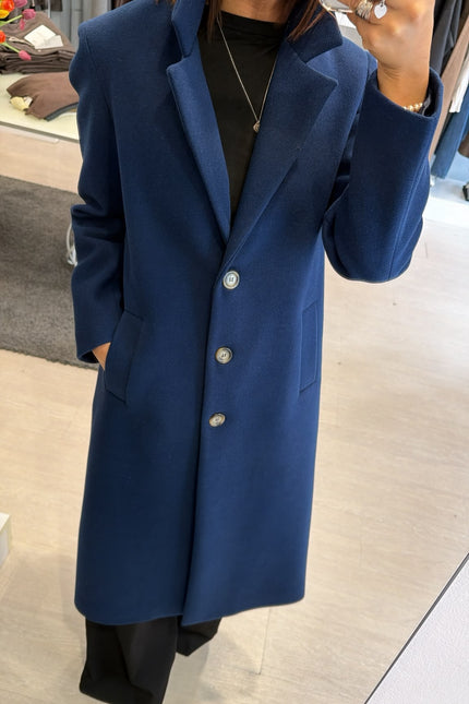 Cappotto Lungo Monopetto Blue Ak