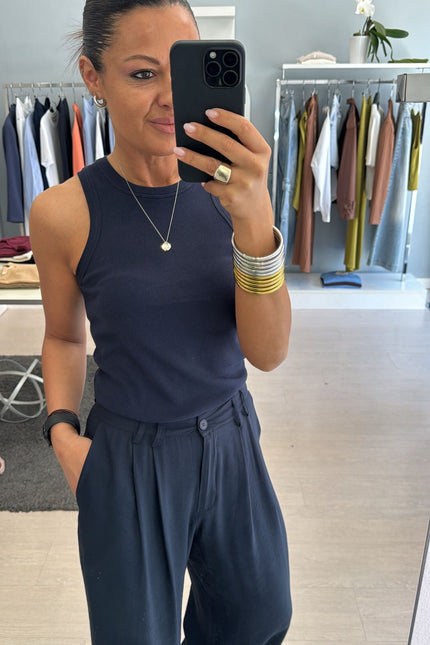 Pantalone blue navy in viscosa sl