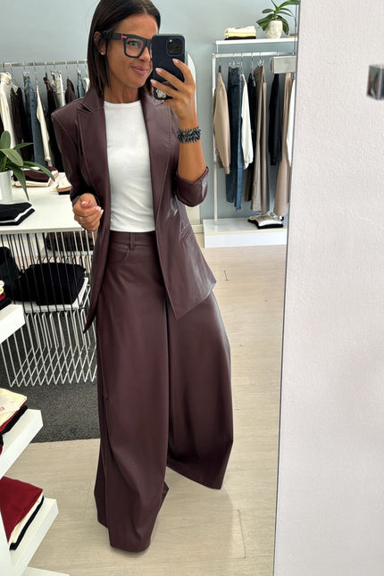 Pantalone ecopelle bordeaux