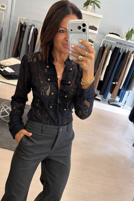 Camicia in pizzo nera kk