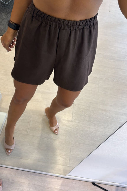 Shorts lino e viscosa cioccolato kk