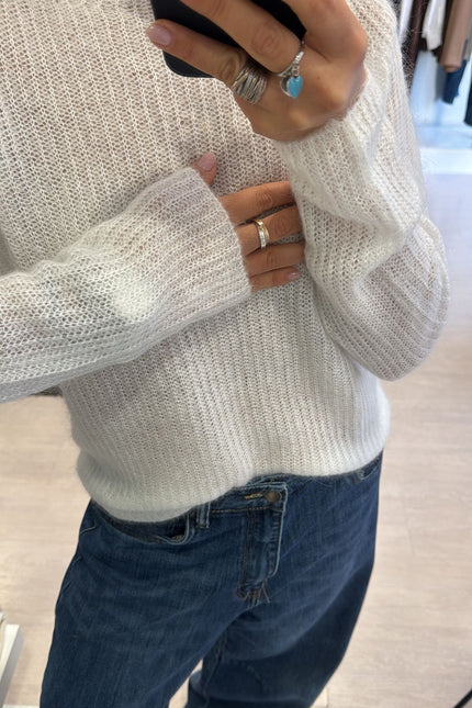 Maglia scollo a barca bianco