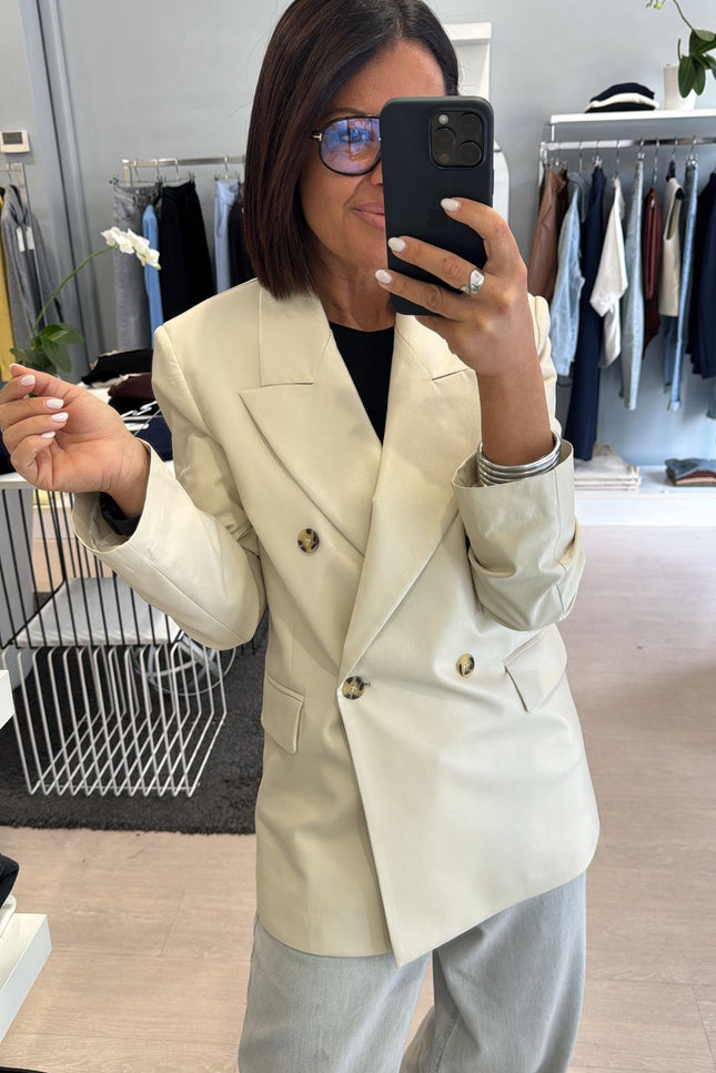 Giacca ecopelle avorio