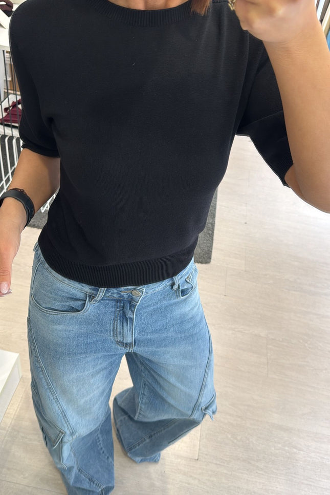 Girocollo nero manica corta kn