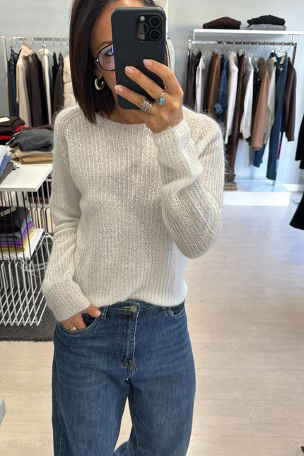 Maglia scollo a barca bianco