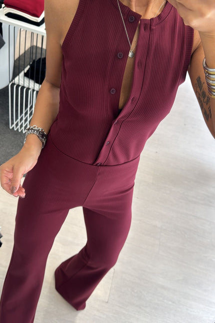 Pantalone zampa bordeaux