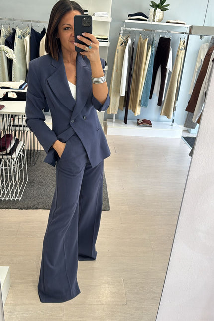 Pantalone completo melange blu kk