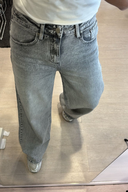 Denim wide leg grigio