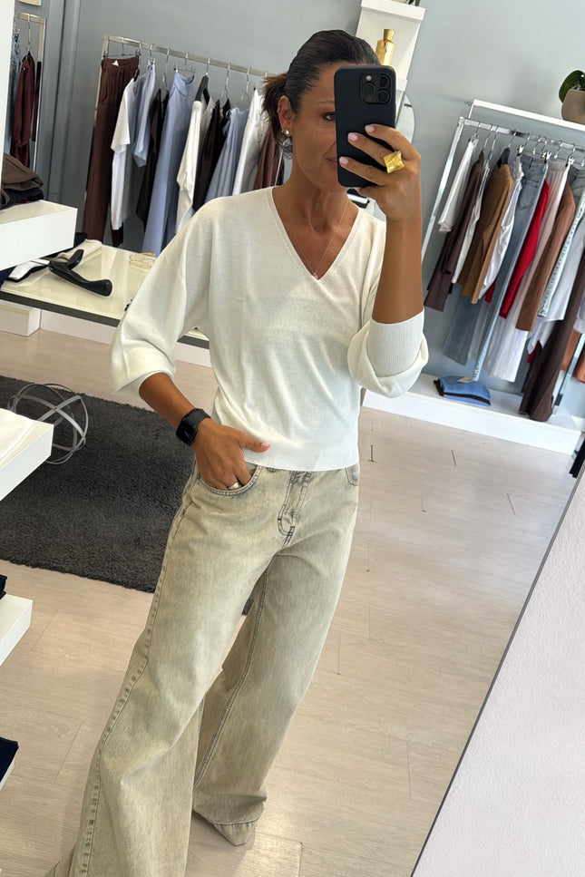 Maglia scollo a V bianco