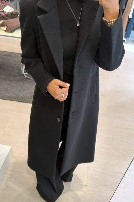 Cappotto Lungo Monopetto Nero Ak