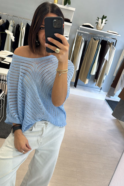 Maglia traforata azzurra